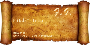 Fikó Irma névjegykártya
